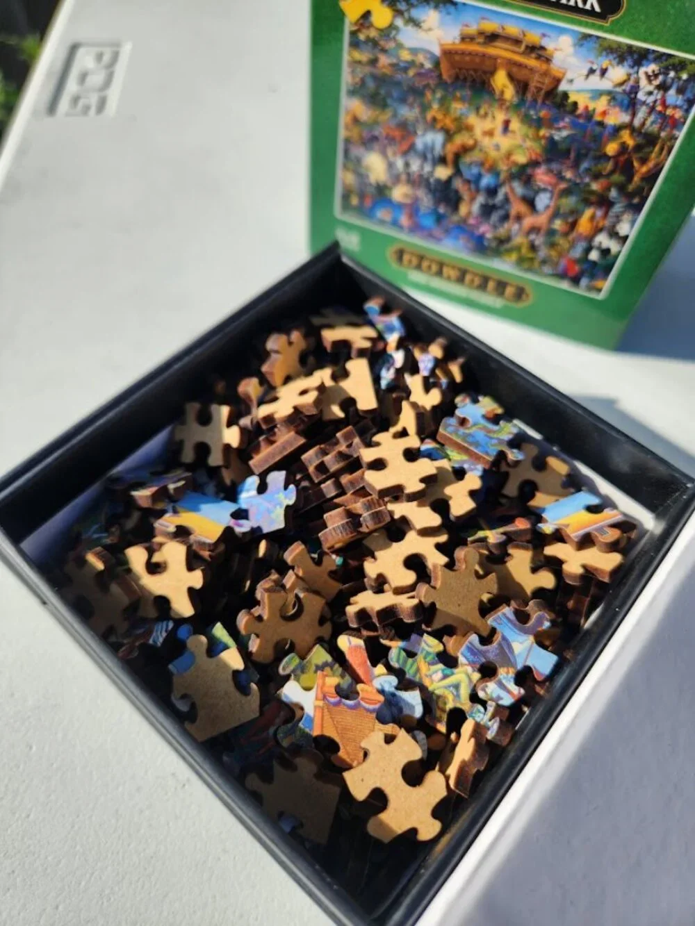 250 Piece Mini Wooden Jigsaw Puzzle Eric Dowdle Noah's Ark Folk Art Wood Finishe